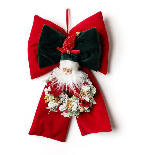 Fiori di Lena Fiocco imbottito rosso/verde con Babbo Natale e Ghirlanda H68 cm