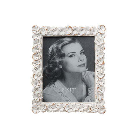 L'Arte di Nacchi Cadre photo en résine blanc décapé avec fleurs 27x2xH32 cm