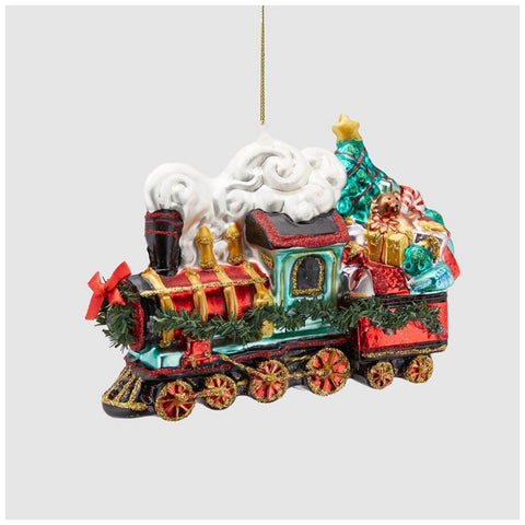 EDG - Train de Noël Enzo De Gasperi avec paillettes en verre L17 cm