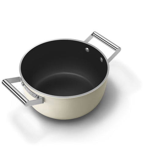 Smeg Casseruola due manici panna + coperchio "50's Style" D24 cm / 35.8x25.4xH13.4 cm