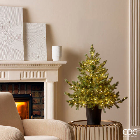EDG Silver pine Christmas tree with vase 240 LED lights H90xD85 cm