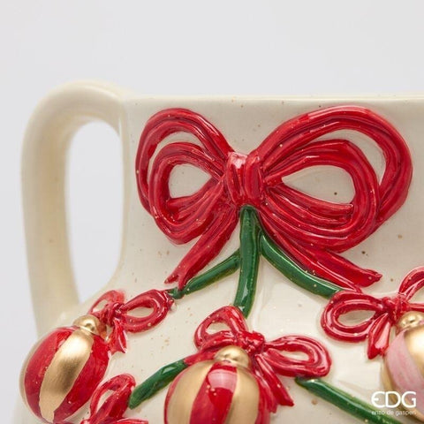 EDG Vaso di natale con decoro abete D18xH25 cm