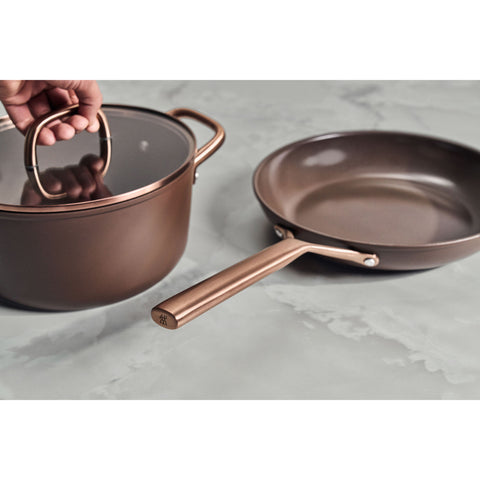 ZWILLING Milano Casseruola in alluminio marrone + coperchio in vetro, CERAFORCE Titanium 24 cm