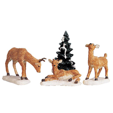 LEMAX Set of 4 "Dad And Fawns" fawns in polyresin H6.5 cm