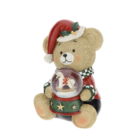 Hervit Christmas figurine bear with water globe snow globe H11 cm
