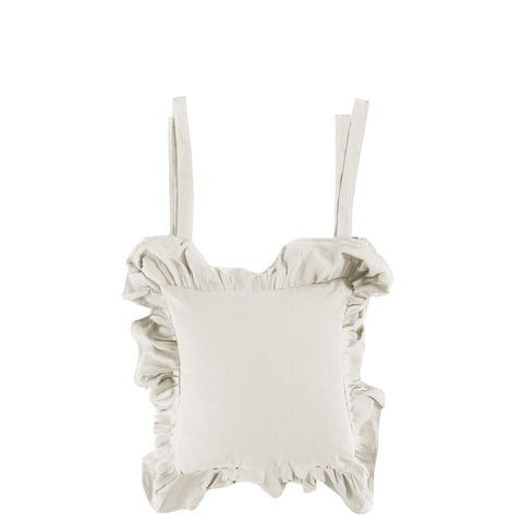 Clodette Lot de 2 coussins de chaise à volants "Daily Panama" 42x42+16 cm