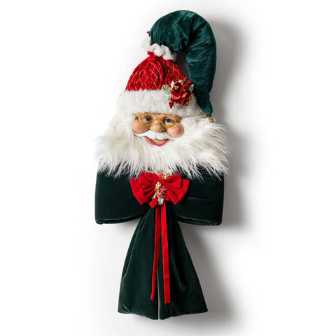 Fiori di Lena Fuoriporta Fiocco imbottito verde con Babbo Natale H115 cm