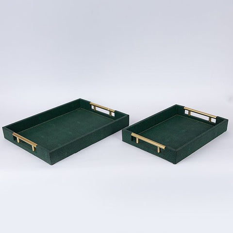 Eurolamp Set 2 Vassoi decorativi verde scuro 40x30x5cm/34x24x4.5cm