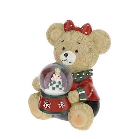 Hervit Christmas figurine bear with Sphere water snow globe H11 cm