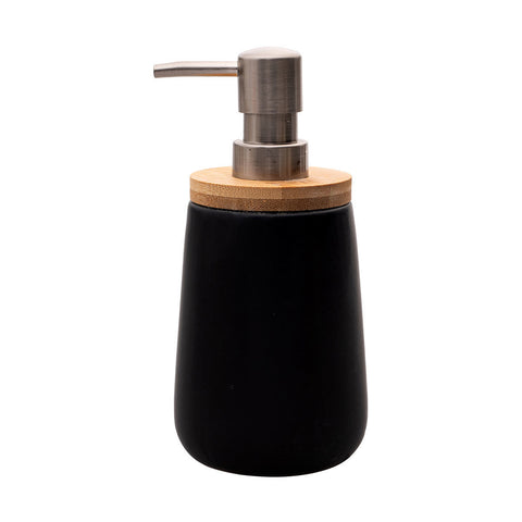 Estia Home Dispenser sapone in dolomite nero e bamboo 360 ml