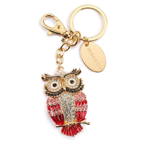 Henriette "Lucky Charme" Gold Metal and Glitter Owl Keychain 3.5x6 cm