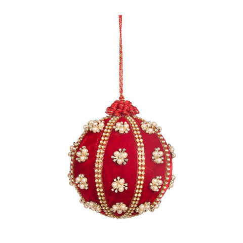 GOODWILL Boule de Noël avec perles en tissu D10 cm 2 variantes (1 unité)