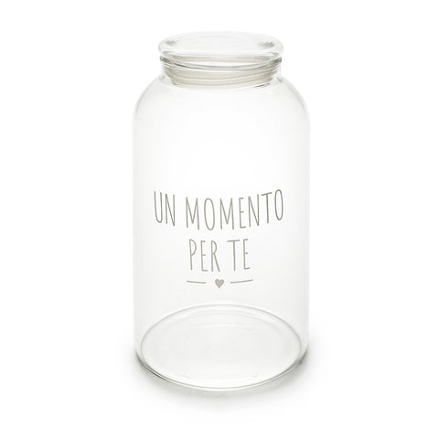 Nuvole di Stoffa Barattolo in vetro "Un momento per te" "My Home" 13xH22 cm