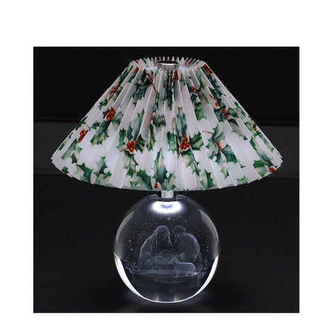 Hervit Lampe de Noël Boule Crystal avec nativité en 3D et chapeau houx 16x16 cm