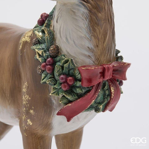 EDG Decoro renna con ghirlanda di natale in poliresina 44x19xH56 cm