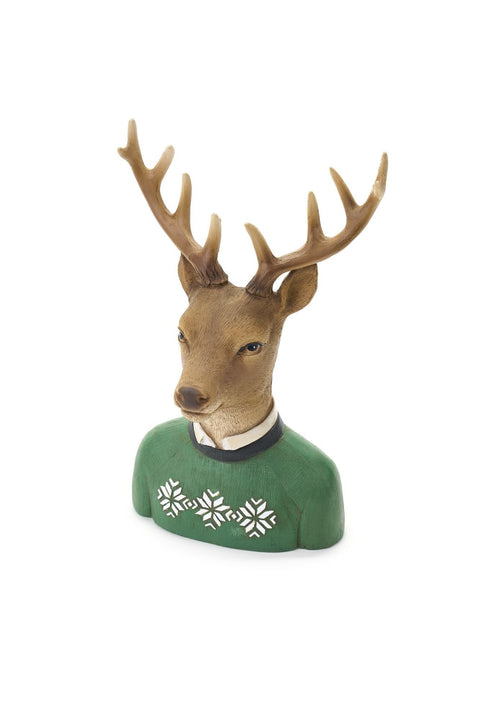 Figurine de renne de Noël en tissu « Forêt enchantée » 15,5 x 10 x H 23,50 cm