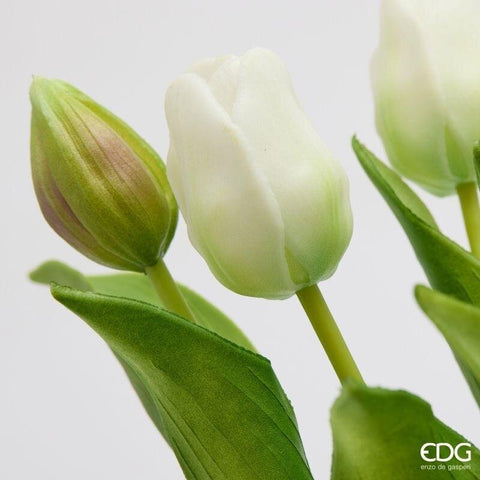 EDG Enzo de Gasperi Bouquet de 7 tulipes artificielles blanches Real-Touch H30 cm