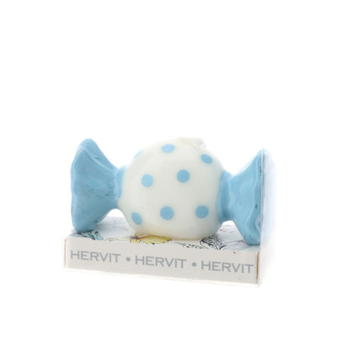 Hervit Candela Caramella laccata bianco/blu 9xH4 cm