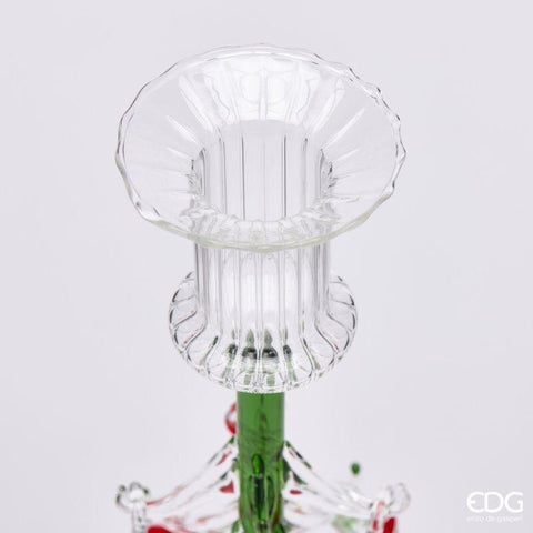 EDG Portacandela di natale con decorazioni in vetro Ø8 H25 cm