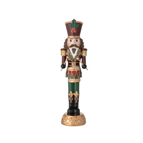 L'arte di Nacchi Statuina Soldato Schiaccianoci con tamburo in resina 9x9xH35 cm