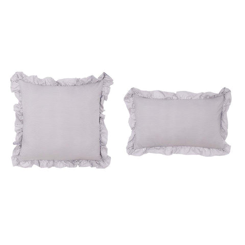 Blanc Mariclò Set of 2 beige decorative cushions with "Sogno Vichy" ruffle 30x50 cm - 45x45 cm