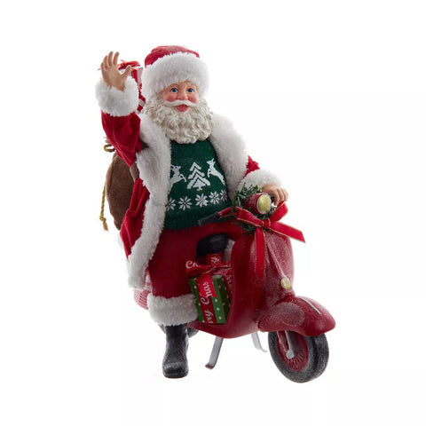 Kurt S. Adler Figurine Père Noël en résine sur Vespa H25 cm