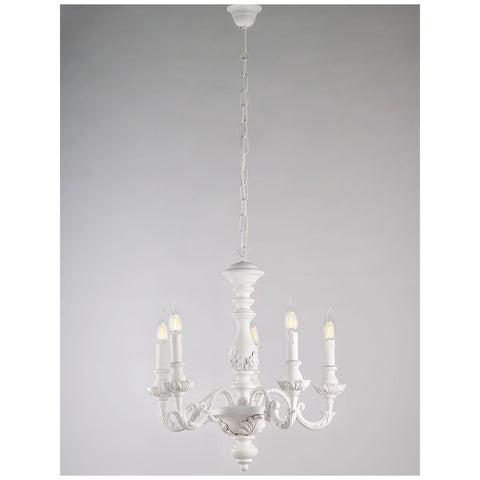 Brulamp Chandelier 5 lights in shabby chic wood made in Italy E14 D50xH117 cm