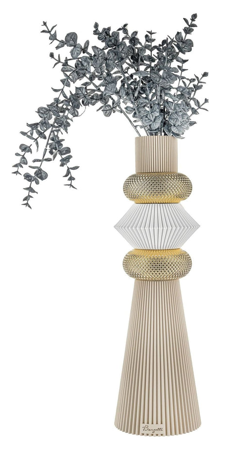 Bongelli Preziosi "Modular" Hazelnut/Gold Flower Vase, Made in Italy, H39 cm