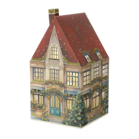 Lampe LED Hervit Maison de Noël en papier « Cottage » 11x11xH20 cm