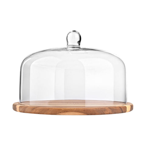 Estia Home Vassoio rotondo in legno con coperchio in vetro "Allure" 30 cm