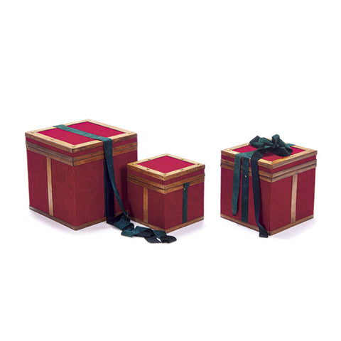 Bruco Set 3 pezzi Cappelliere di natale quadre in legno rosso