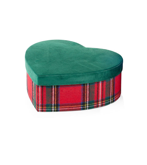 Nuvole di Stoffa Set 2 scatole a cuore velluto scozzese 27/30 cm