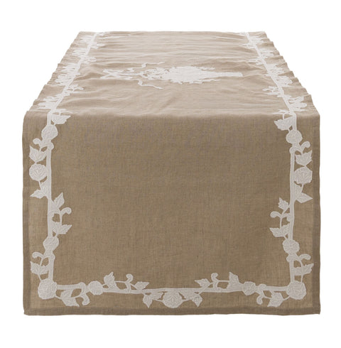 Blanc Mariclò Runner in misto lino beige "Soffio Collection" 50x150 cm