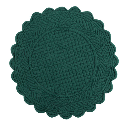 Blanc Mariclò Set 2 tovagliette americane tonde in cotone verde "Carmen" D40 cm