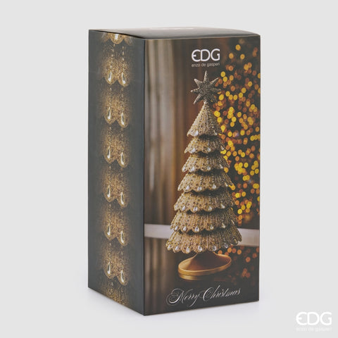 EDG Statuette Sapin de Noël métal or avec gemmes D21 H46 cm
