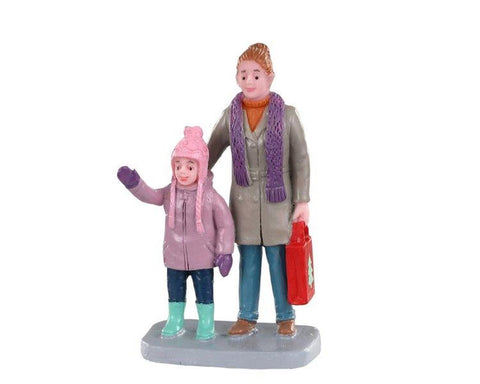 LEMAX Personaggio "Christmas Market Shoppers" H6.5×3.8×2.5 cm