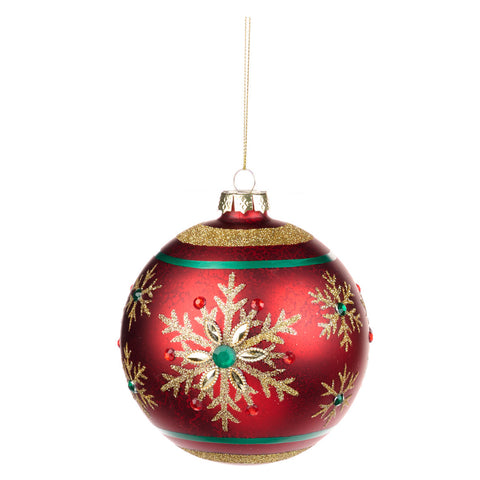 GOODWILL Red Glass Sphere with Jewels 12 cm 2 variants (1pc)