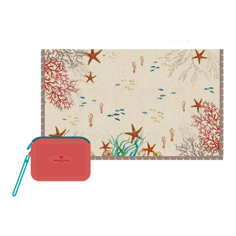 ROSE & TULIPANI Sealife Pareo + Pochette da mare