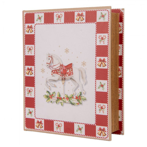 Clayre & Eef Set 3 Scatole Libri natalizi contenitori in legno con cavallo