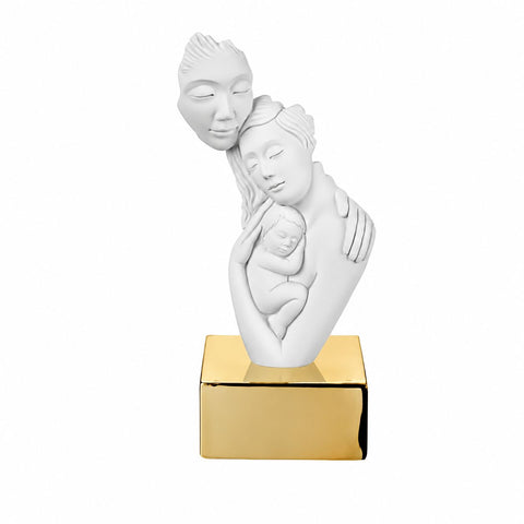 Bongelli Preziosi Statuina Face Famiglia Bianco/Oro, Made in Italy H20 cm