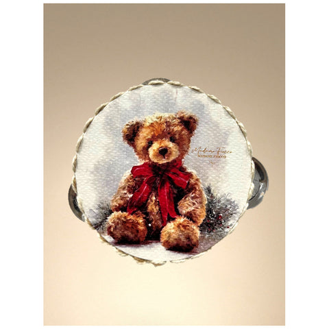 Madame Fioccò Tamburello decorativo di natale "Dolce Teddy" 3 varianti(1 unità)