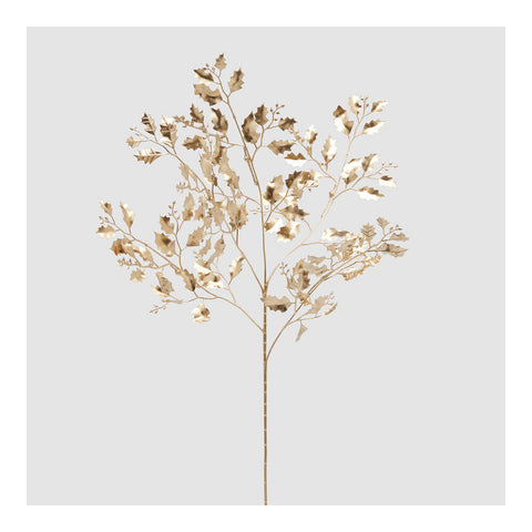 EDG - Enzo De Gasperi Ramo natalizio agrifoglio con foglie oro H80 cm