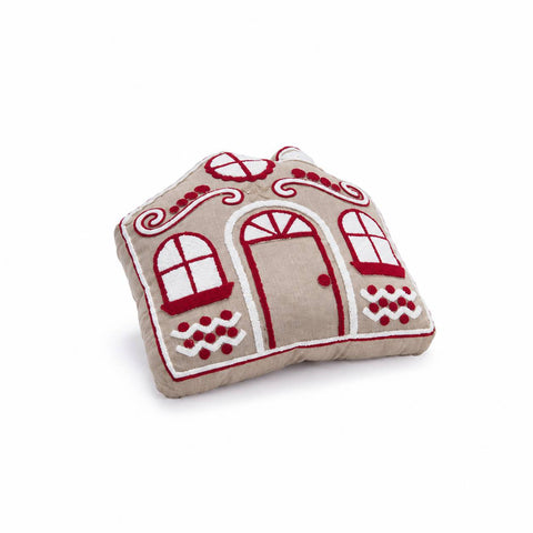 Bruco Cuscino arredo sagomato Casa di natale con perline 40x40 cm