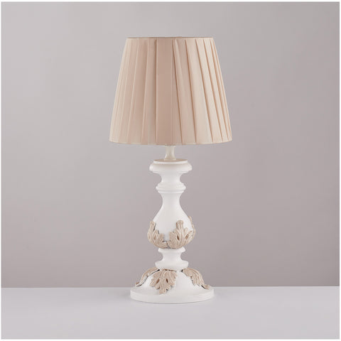 Lampe Brulamp Medium en bois blanc/gris tourterelle avec abat-jour F1 E27 D13,5xH43 cm
