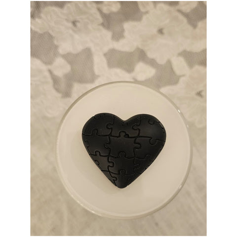 Chiaraela Cilindro alto con dedica e Cuore puzzle nero D7xH14.5 cm