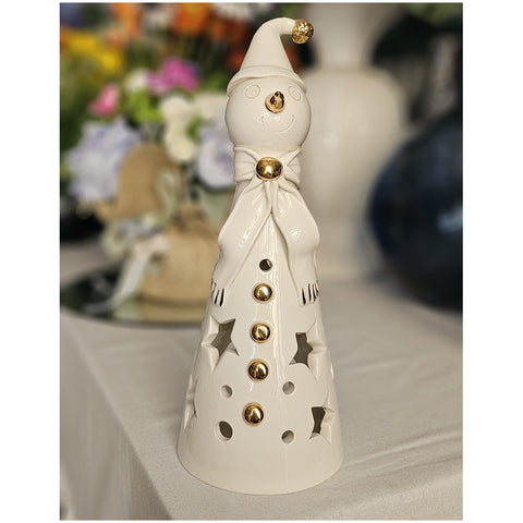 Ad Rem Collection Puppet candle holder figurine in white/gold porcelain H30xD11 cm