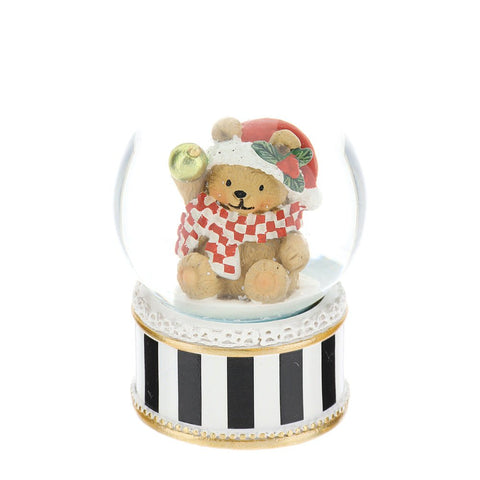 Hervit Décoration de Noël Boule à neige avec ourson en résine et verre D4,5 H6 cm