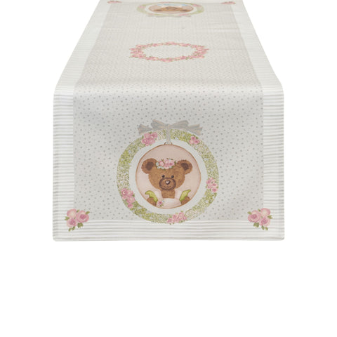 Cotton Runner Clouds with "Sweet Bear" Teddy Bears 50x150 cm 2 variants (1 unit)