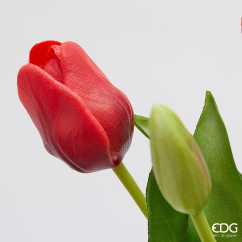 EDG Enzo de Gasperi Bouquet 7 tulipes rouges Real-Touch artificielles H30 cm