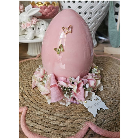 Fiori di Lena Uovo di Pasqua in ceramica con fiori D17xH20 cm